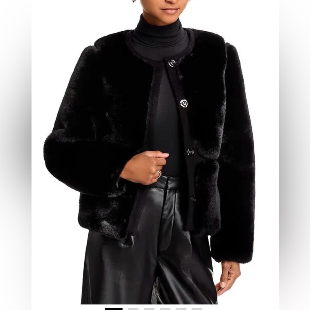 Adrienne Landau Simone Mink Faux Fur Jacket Onyx
